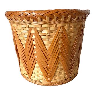 Cache pot vintage en bambou