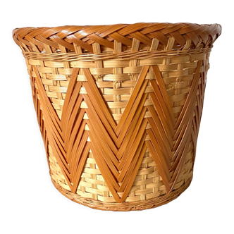 Cache pot vintage en bambou