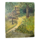 Paysage jardin à l’huile signé