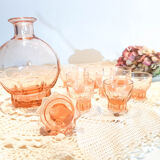 Art Deco-style pink liquor service
