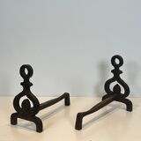 Pair of modernist wrought iron fire dogs.