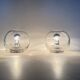 Pair of Nachtmann Leuchten design sphere crystal table lamps, 1970s
