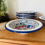 Service of 6 ethnic fish pattern soup plates