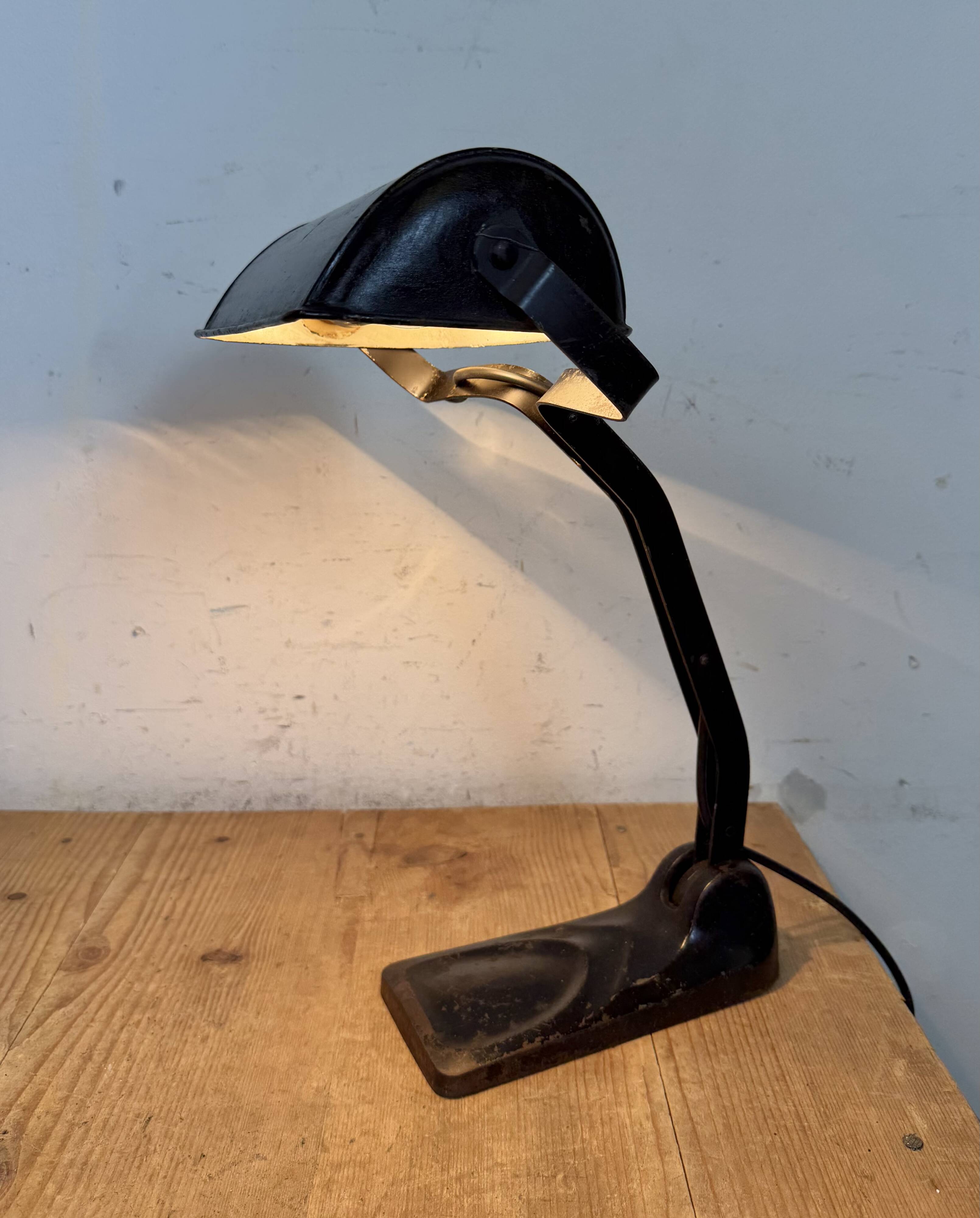 Vintage German Black Bank Lamp, 1930s