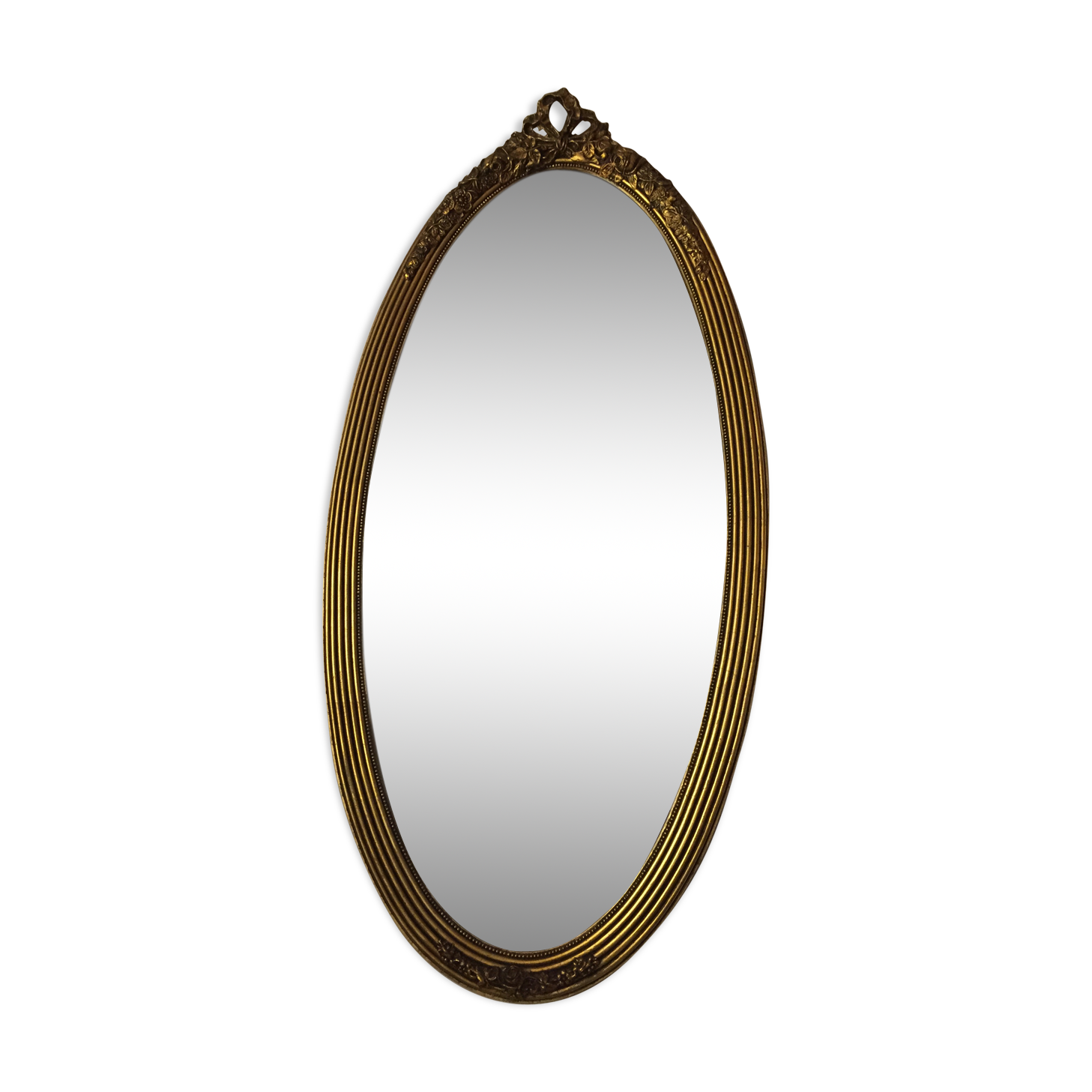 Miroir ovale en bois doré 85x43 cm