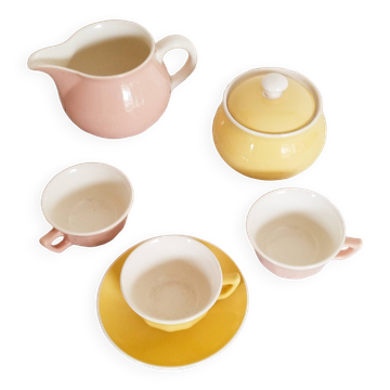 Service à café  jaune et rose Villeroy et Boch , en faience