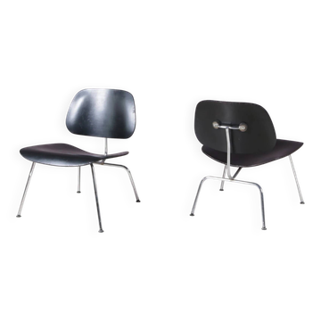 1960s set of 2 LCM chairs in chrome metal with black plywood / Charles & Ray Eames / Herman Miller, USA