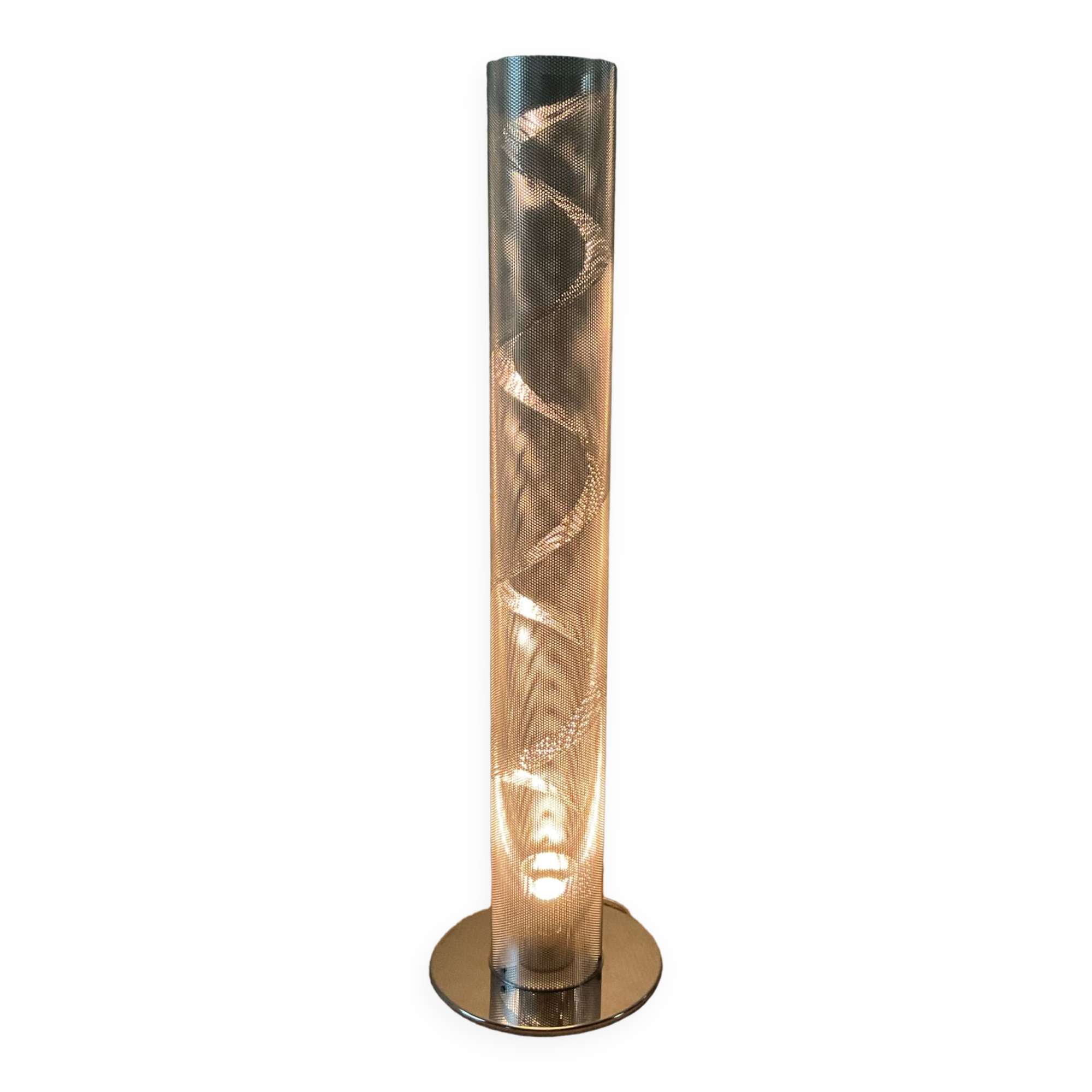 Lampe colonne spirale en inox poli Thierry Vidé