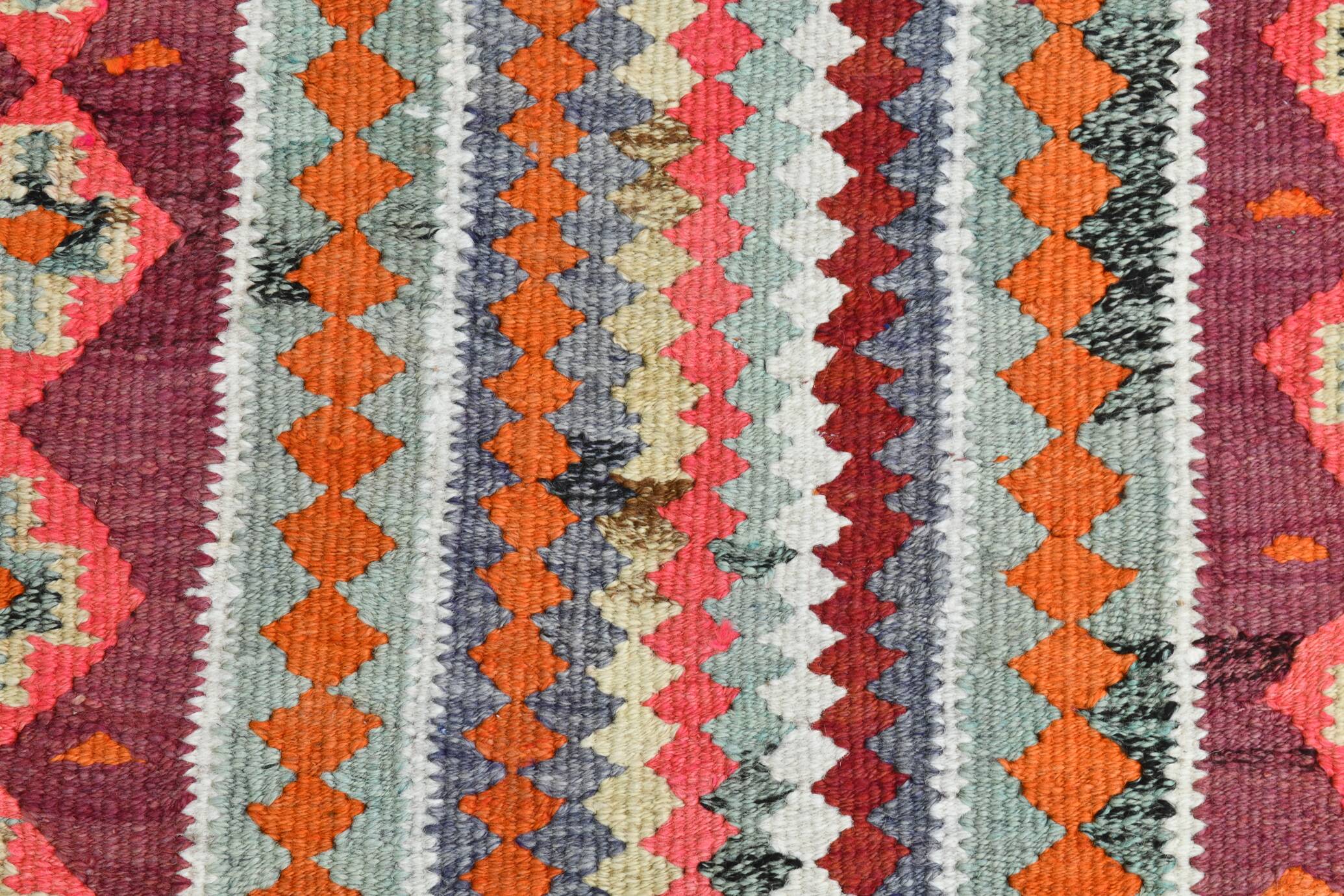 3x11 Burgundy & Orange Vintage Runner Rug, 95x325Cm