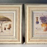 Two botanical paintings, lavender and Mediterranean pines