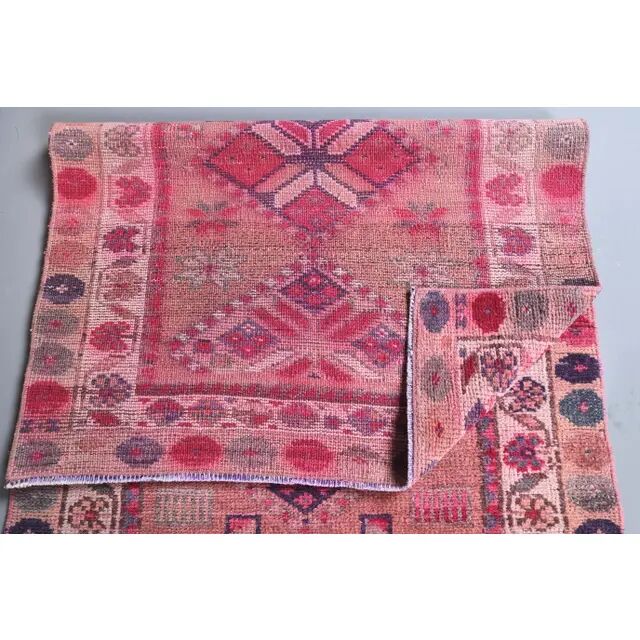 Pink Turkish Hand-Knotted Runner 86x317