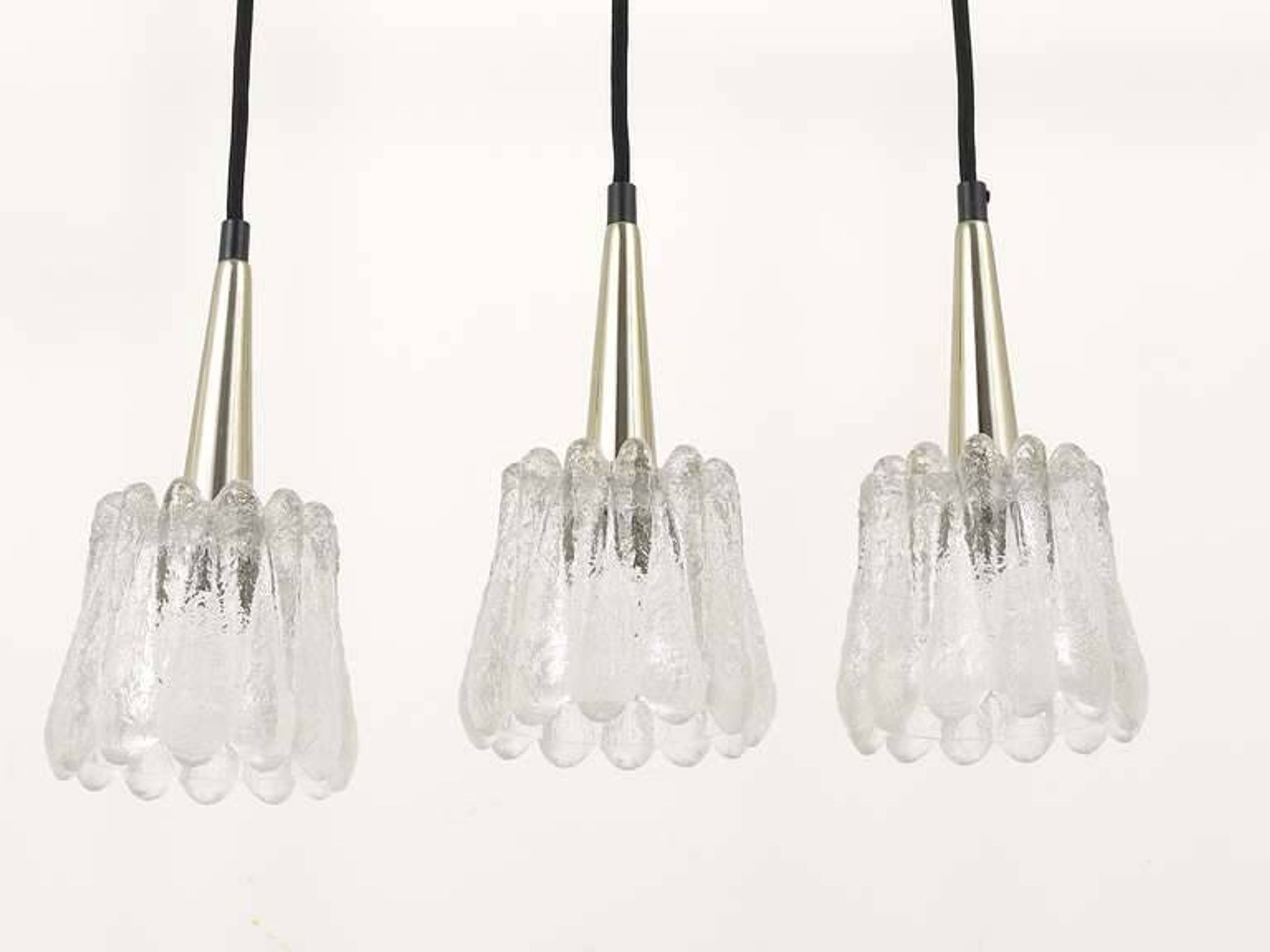 Set of three glass pendants by Carl Fagerlund for Orrefors, Sweden, 1960s.
