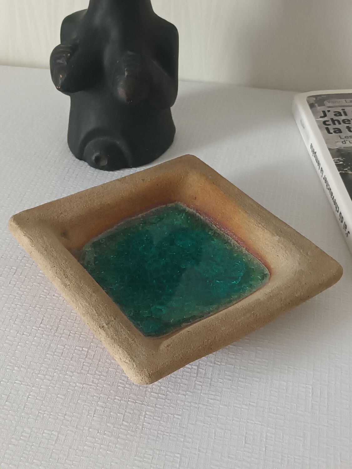Empty handmade pocket sandstone and turquoise resin