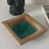 Vide poche artisanal grès et résine turquoise