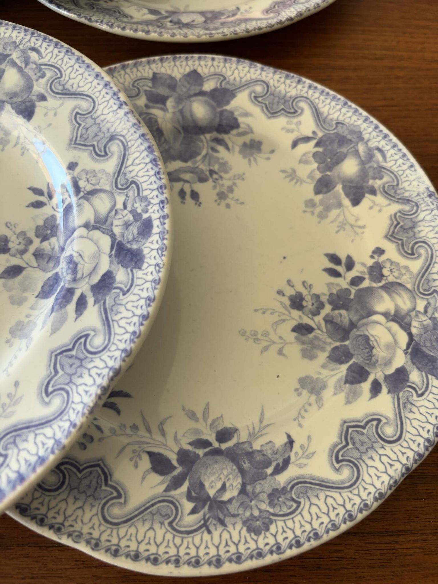 Set of 6 dessert plates Creil & Montereau Bouquets • Antique earthenware