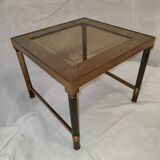 Small table or side table with brass structure and glass top from the 1970s.