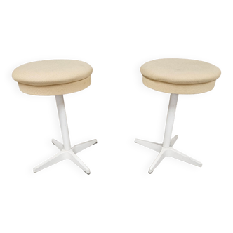 Pair of vintage white metal stools by Bremshey & Co.