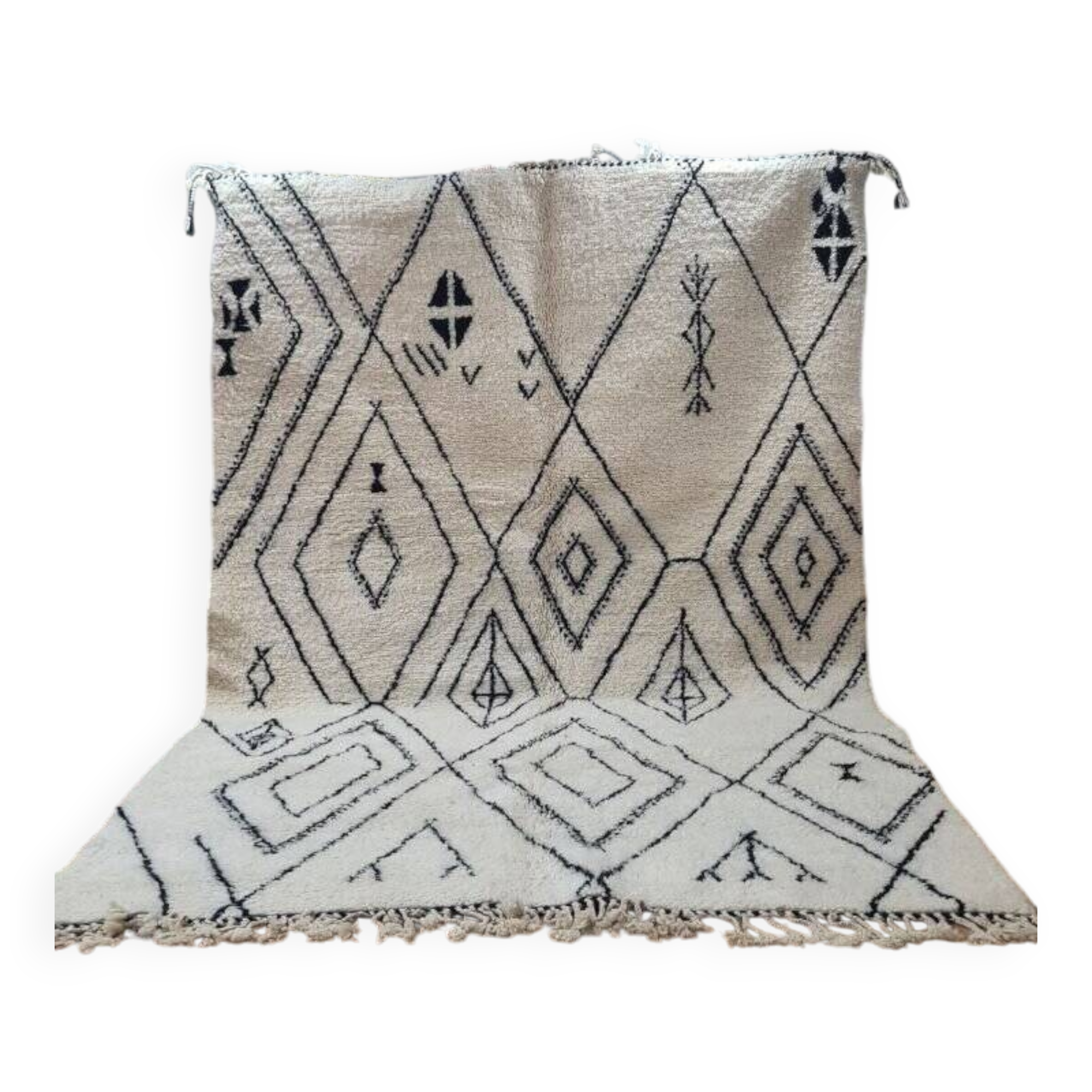 Authentic Moroccan Beni Ouarain Rug with Berber Geometric Symbols
