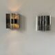 Pair of vintage chrome metal wall lights, France 1970