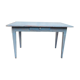 Antique table with spindle legs, patinated in celadon blue – solid wood – 19