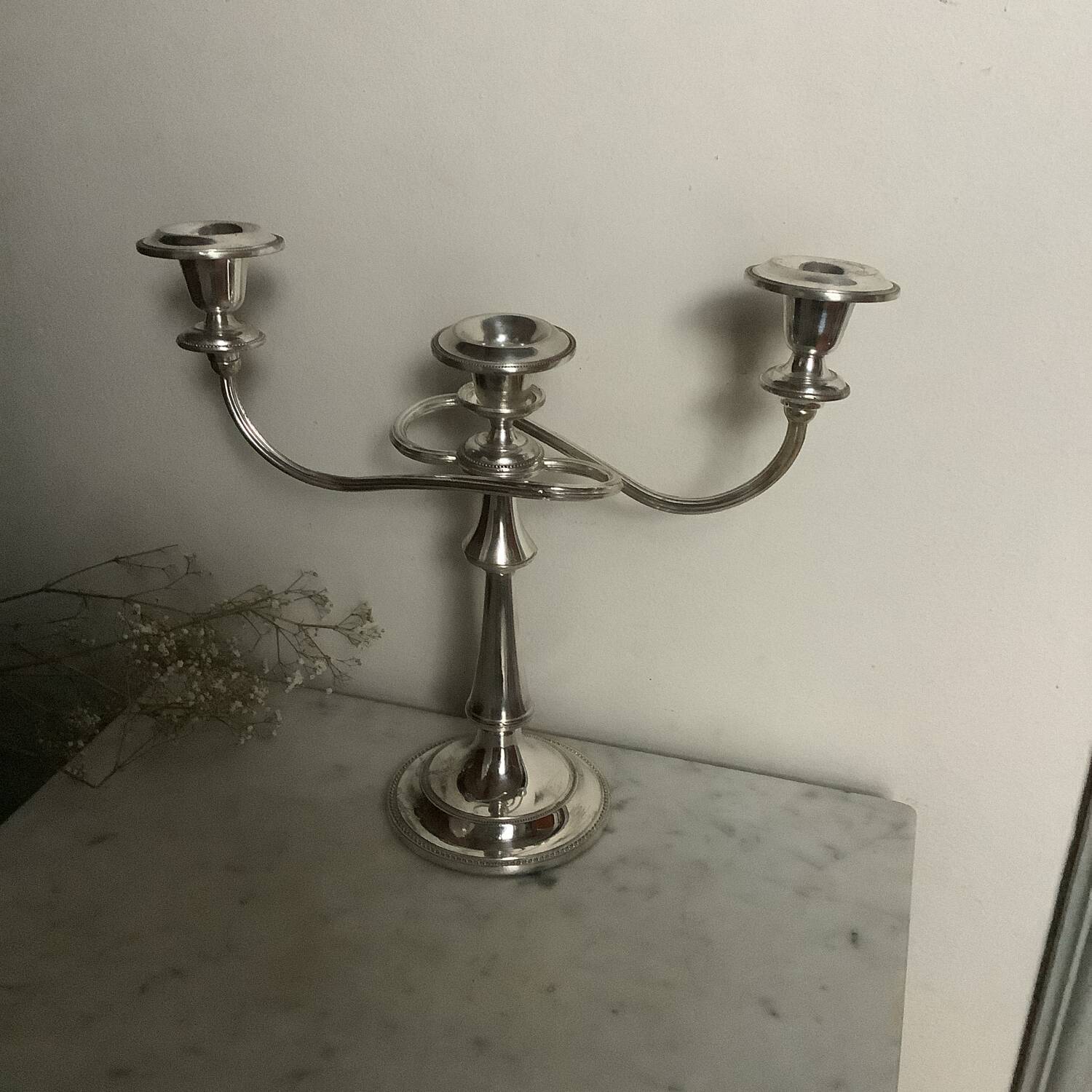 Candelabres en métal argenté - Ensemble de 3 pièces élégantes