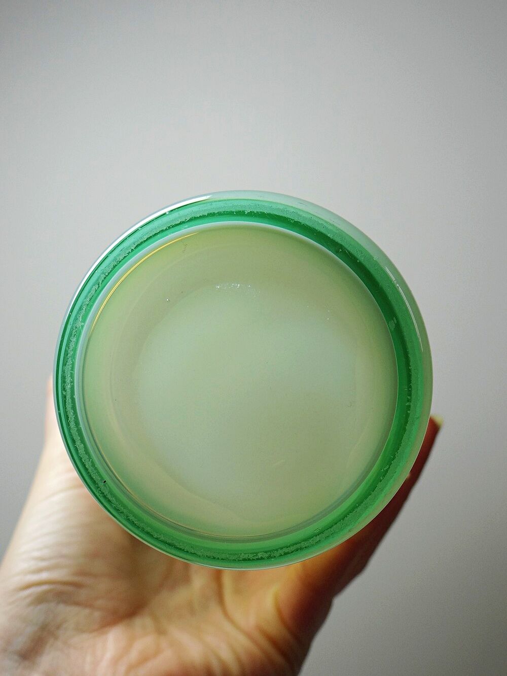 Blown opaline glass vase, Kosta Boda style, vintage Scandinavian design.