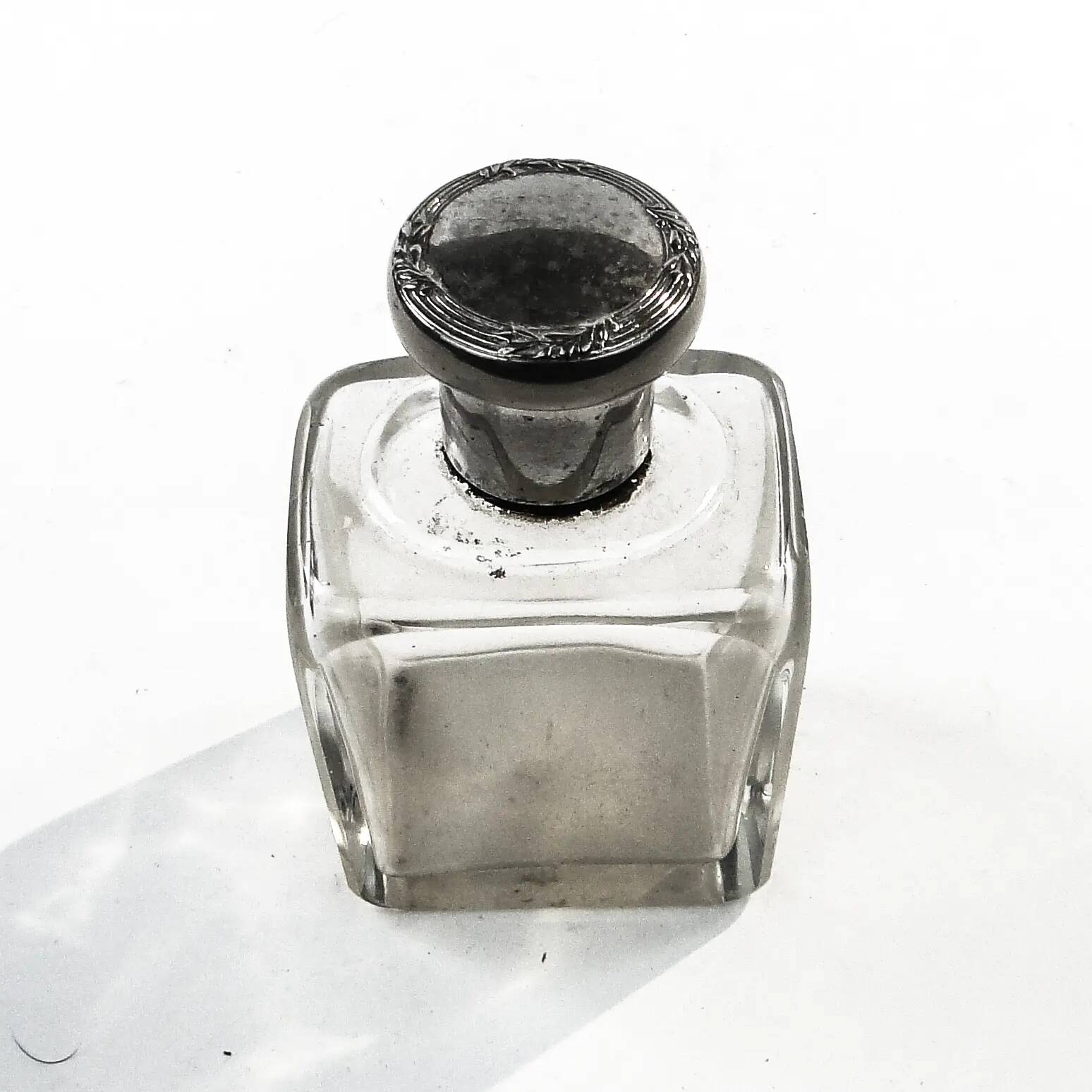 Art Deco hip flask, crystal, France, 1930s