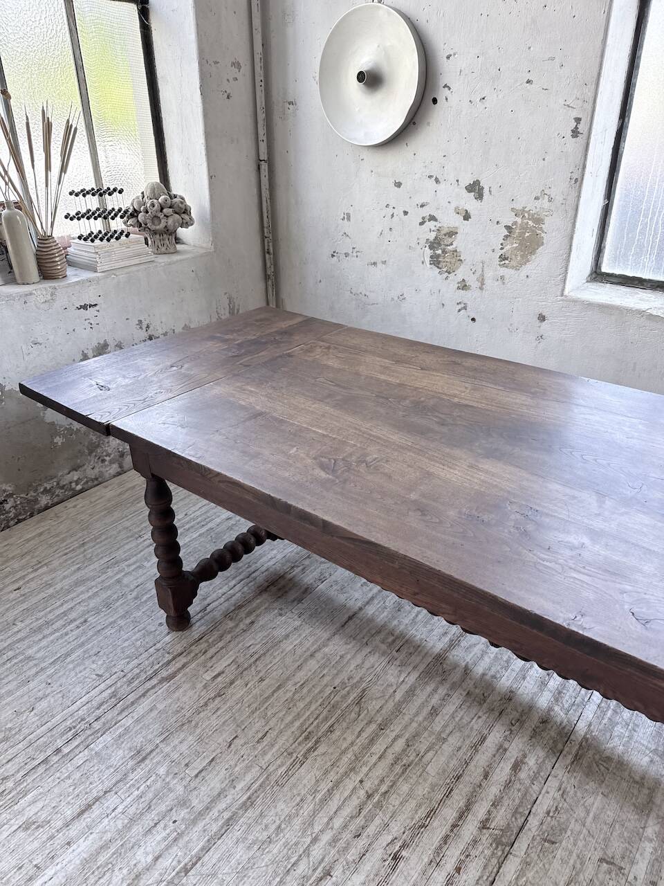 Solid oak table 1900 drapery style XL 280cm with extensions