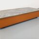 Vintage coffee table in églomisé glass, chrome and leather from the 70s