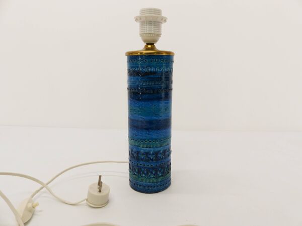 Lampe rouleau bleu Rimini Aldo Londi pour Bitossi 1960