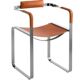 Armchair, aged silver steel and natural tobacco saddle leather.
