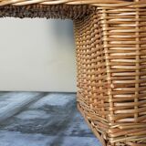 Asymmetrical woven rattan basket