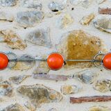 Space Age Chrome and Wood Wall Coat Rack 1970s