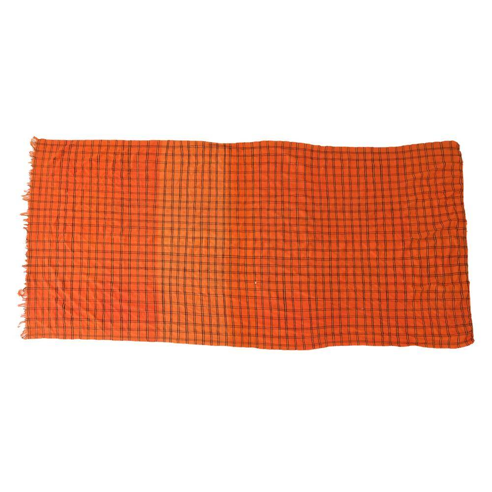 Berber orange checkered blanket - 163 x 333 cm