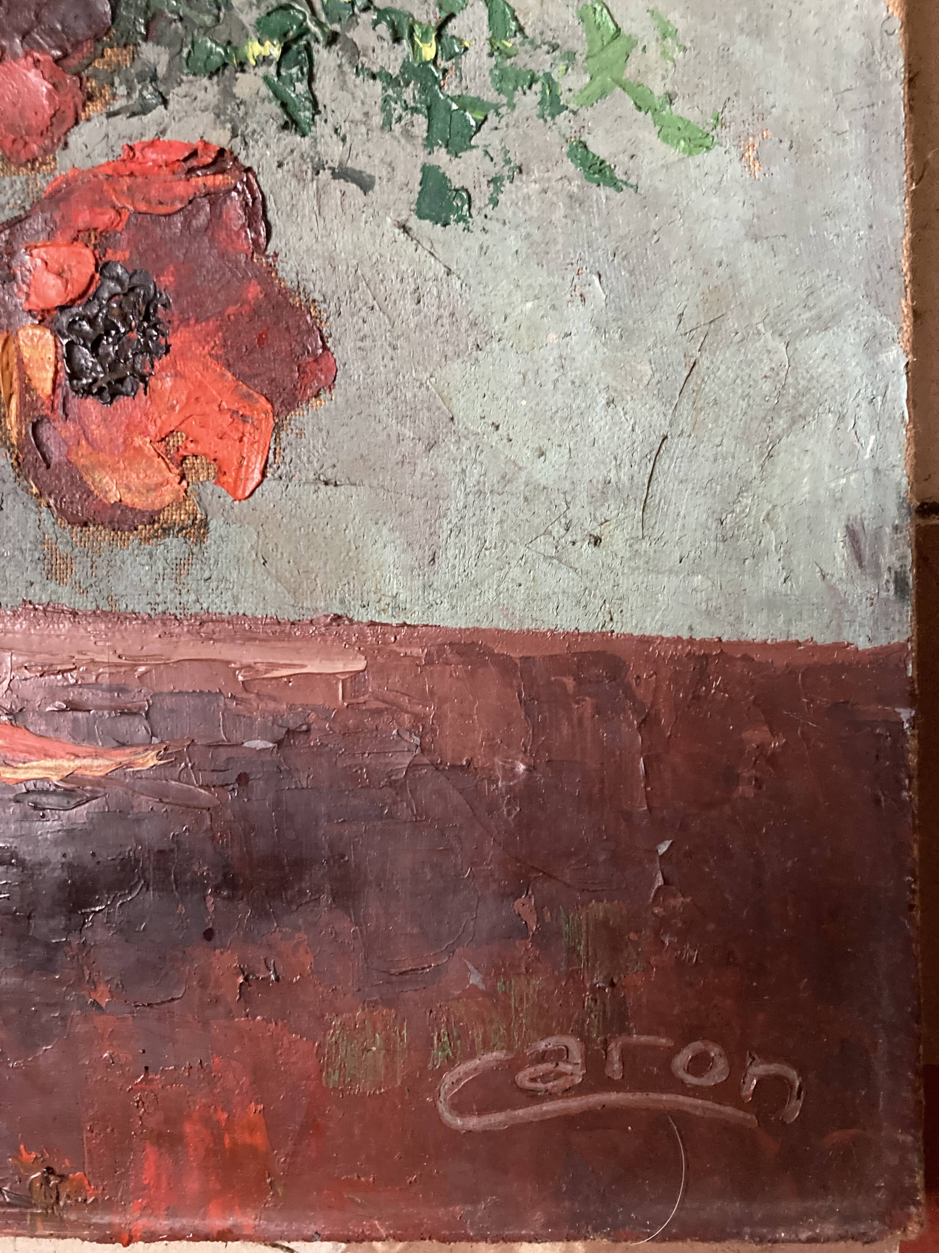 Tableau ancien - Nature morte - Bouquet de renoncules