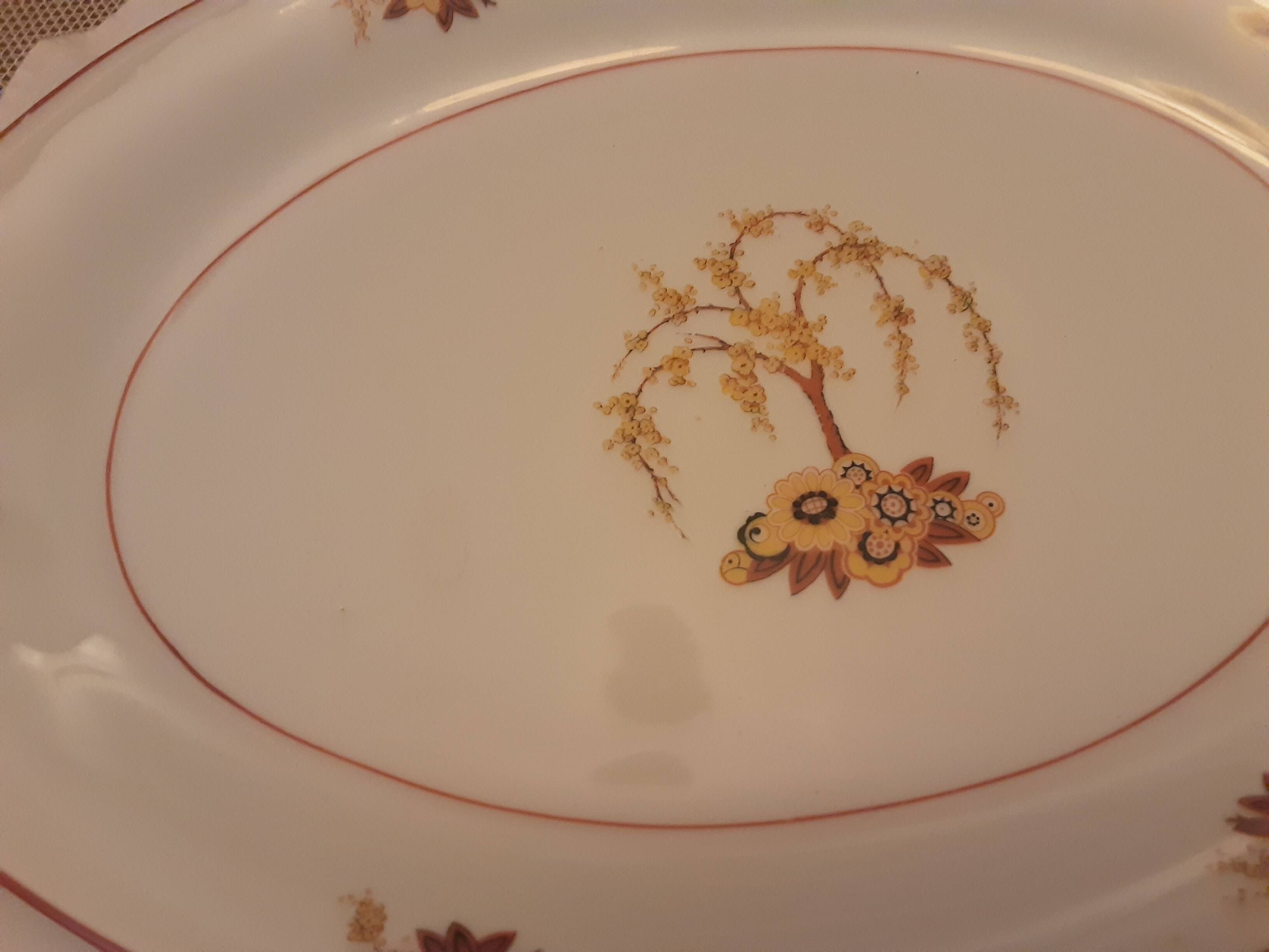 Limoges porcelain oval dish astral art deco model