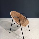 Mid-Century Modern Rattan Armchairs, France, 1950s, Set of 2