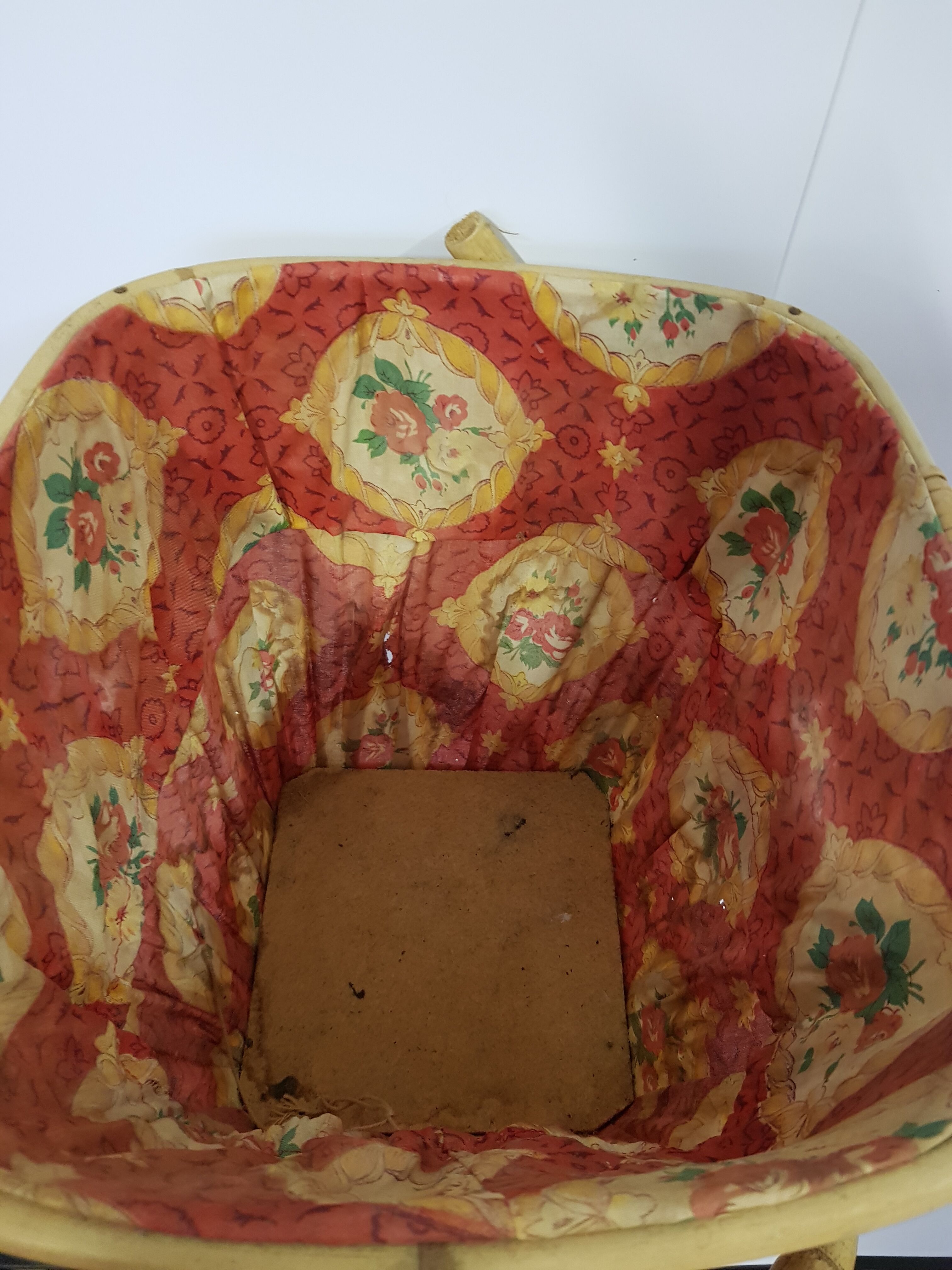 Old rattan worker or sewing box