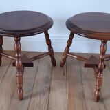 Pair of wooden stools turned vintage 60s