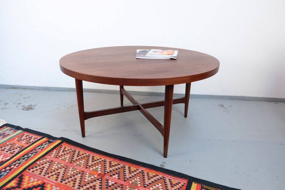 Vintage teak coffee table in 60s-70s style, retro style.