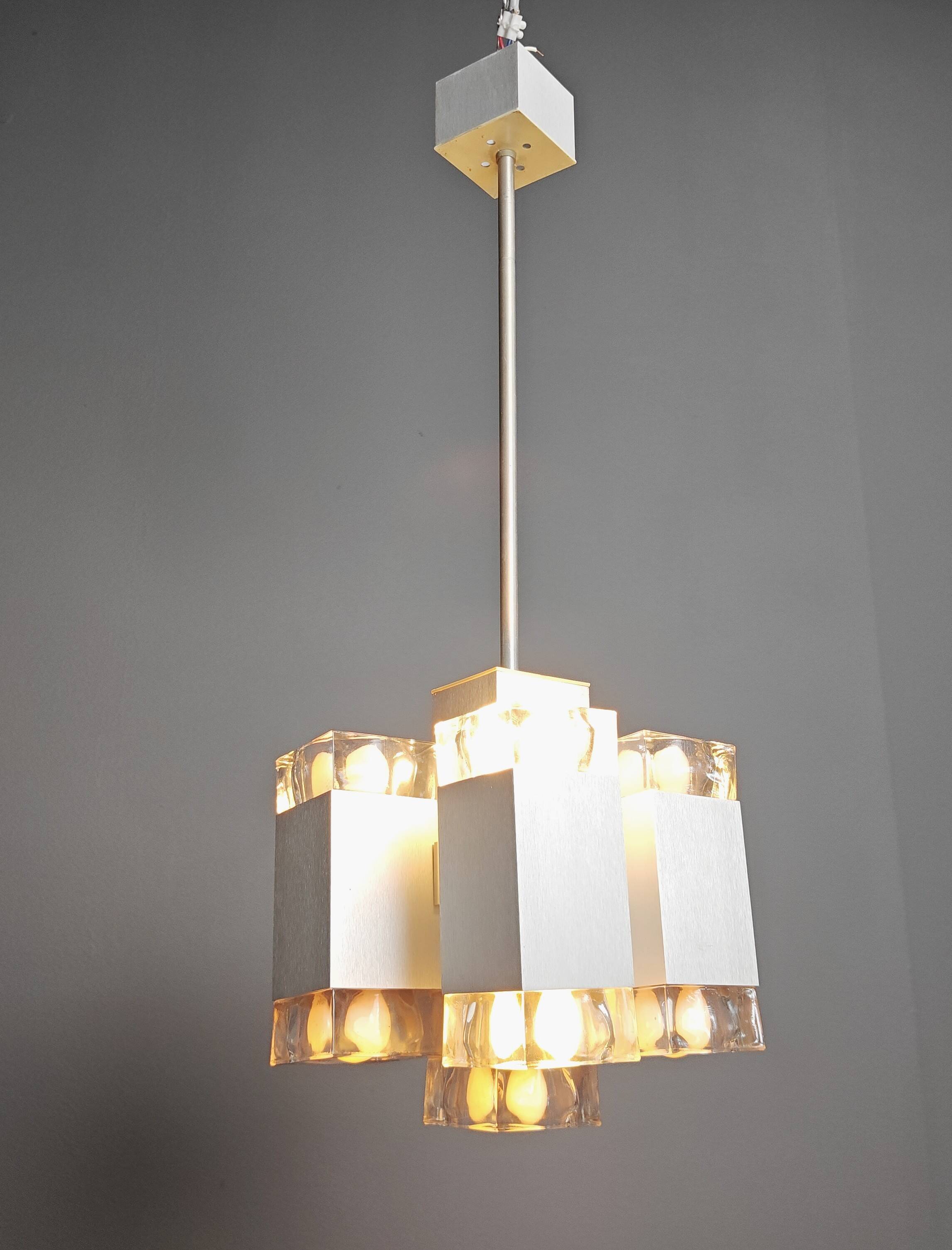 Vintage italian cubic chandelier by Gaetano Sciolari, 1970s