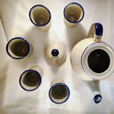 Vintage blue floral coffee set: coffee pot + 5 cups