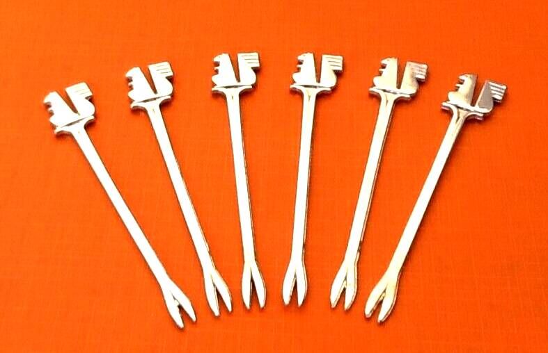 1970s 6 Aperitif / Snails Picks Squirrel Logo Chromed metal