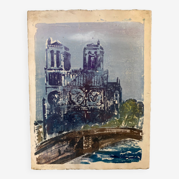 Blue Monotype Notre Dame de Paris From a private collection