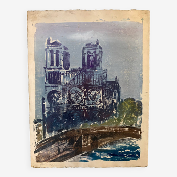 Monotype Bleu  Notre Dame de Paris Issu de collection privé