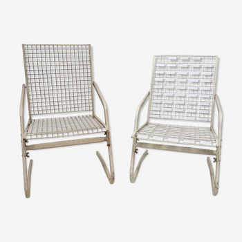 Pair of metal chairs