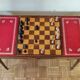 Louis Philippe style chess table and chess game with leather and wood tablets