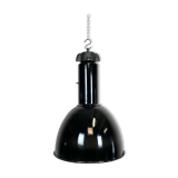 Suspension industrielle Bauhaus en émail noir, années 1930