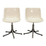 White Osvaldo Borsani 'Modus' Fiberglass and Aluminium Desk Side Chairs 70s