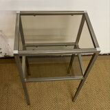 Chrome and smoked glass side table